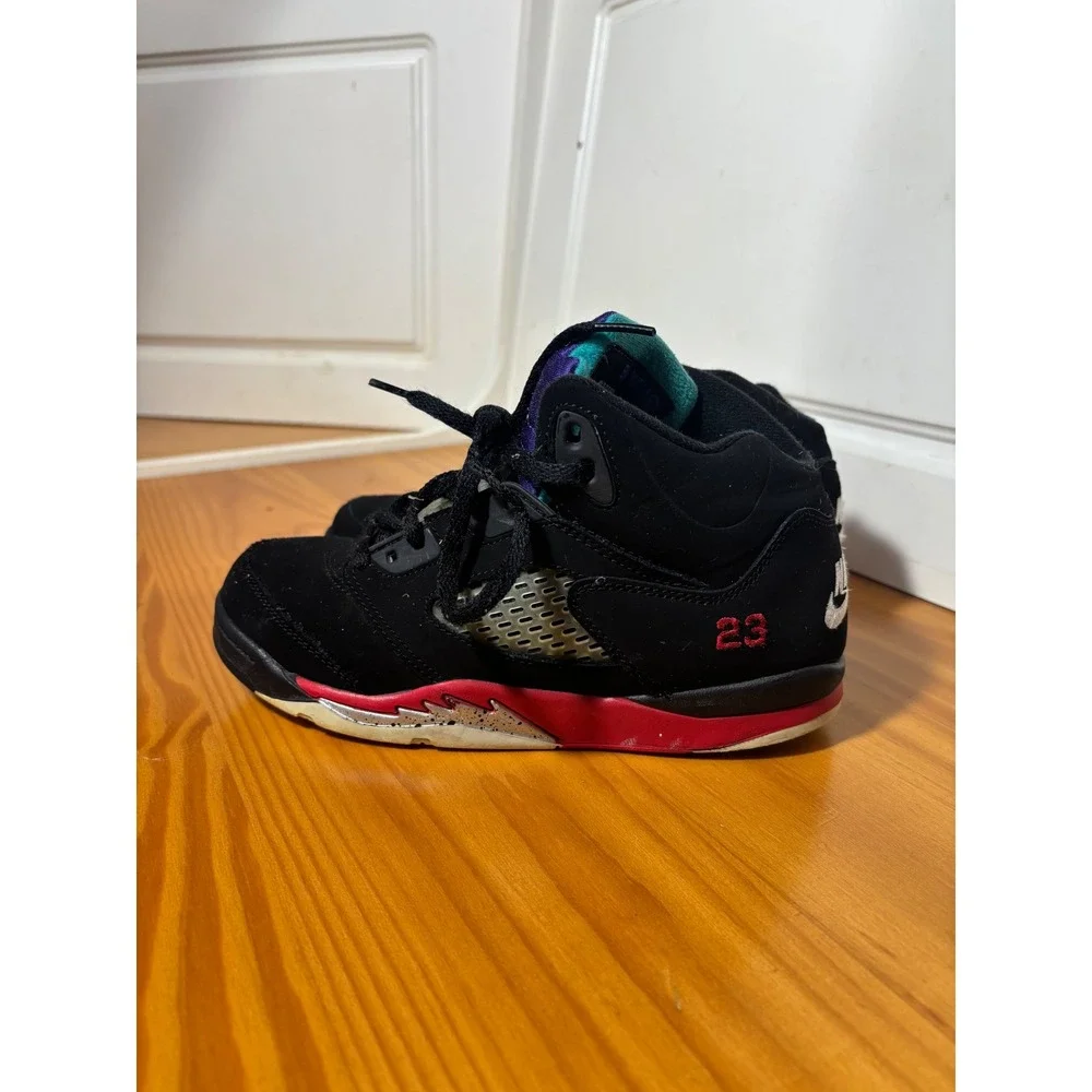 Kids Air Jordan 5 Retro Fire Red Metallic Grape Black‎ Shoes Sz 3Y